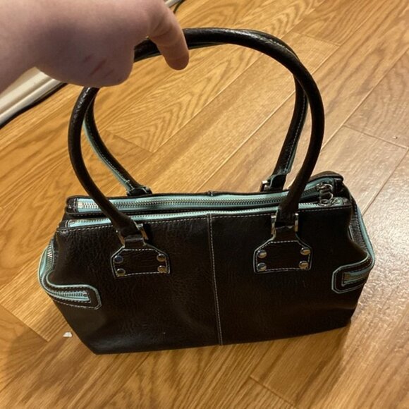 Matt & Nat Vegan Brown Green Leather Handbag Vintage 90’s Women’s - Picture 2 of 15